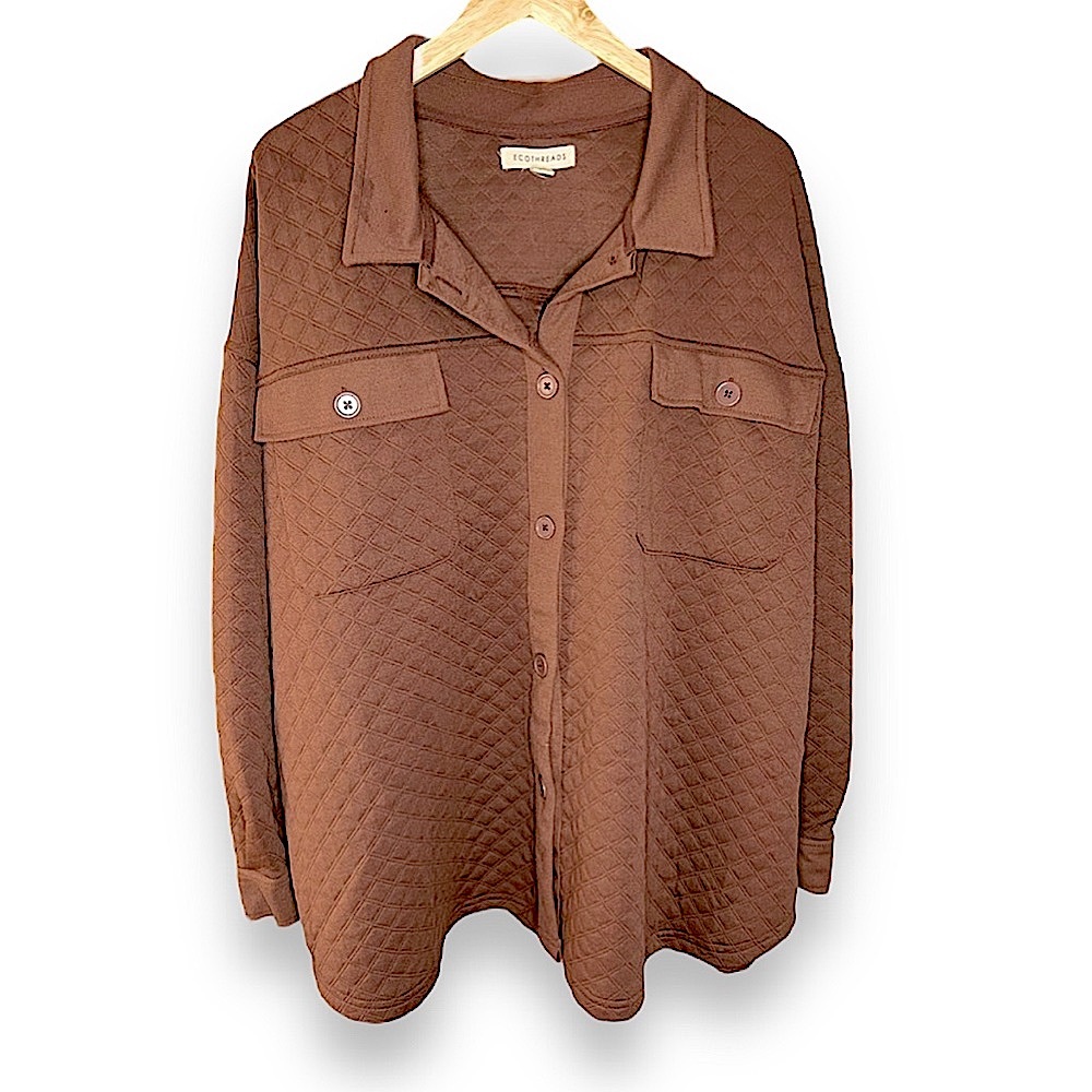 NWOT Chocolate Brown Quilted Sweater Shacket